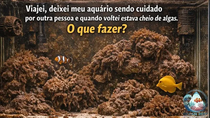 Viajei, deixei meu aquário sendo cuidado por outra pessoa e quando voltei estava cheio de algas. O que fazer?